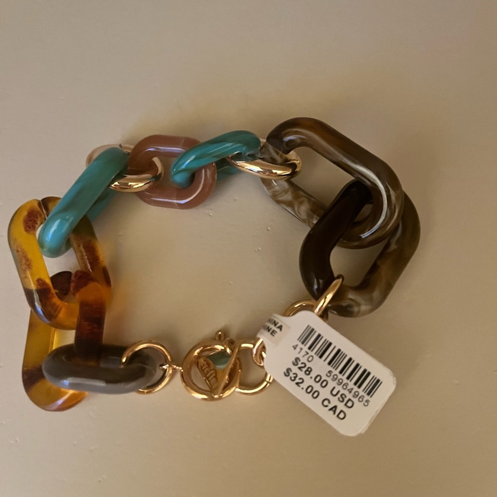 Anthropologie Brown and Blue Chunky Chain Bracelet - Picture 2 of 2